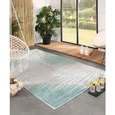 Afbeelding van Buitenkleed Palmbladeren Verano Grijs/mint 80x150 Cm