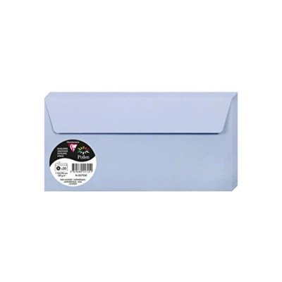Afbeelding van Clairefontaine 55725C, verpakking met 20 zelfklevende enveloppen, formaat DL (11 x 22 cm), 120 g/m², kleur: lavendelblauw, uitnodiging voor evenementen en correspondentie, Pollen serie, glad papier