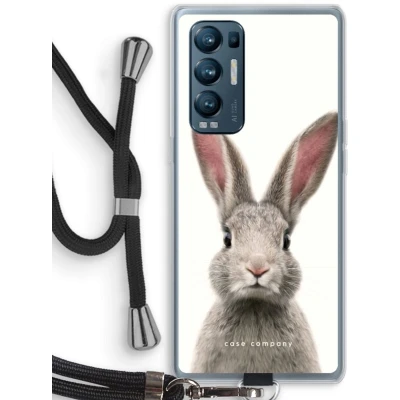 Afbeelding van Case Company® hoesje met Koord geschikt voor Oppo Find X3 Neo Daisy Telefoonhoesje Zwart Bescherming aan alle Kanten en Over de Schermrand