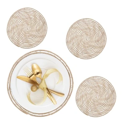 Afbeelding van Relaxdays placemat boho set van 4 Ø 35 cm borden onderlegger tafel
