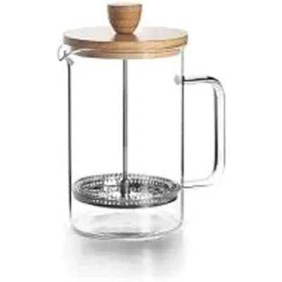 Afbeelding van Frans koffiezetapparaat, koffiepers, koffiezetapparaat met zuiger, Franse pot voor filterkoffie, 6 kopjes, 0&#039;80 l, staal en hout