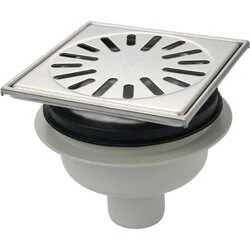 Afbeelding van Aquaberg kunststof put/opzetstuk met onderaansl. 50mm RVS rooster