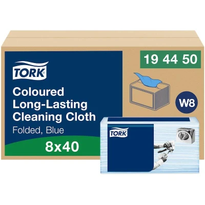 Afbeelding van Reinigingsdoek Tork Long Lasting W8 multifunctioneel gevouwen blauw 194450