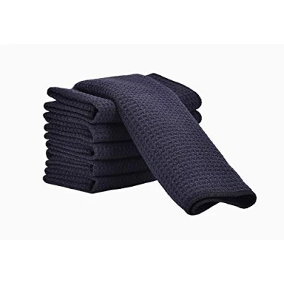 Afbeelding van Aniease Set van 3 superabsorberende, sneldrogende microvezel theedoeken wafelstof (zwart, 30 x cm)