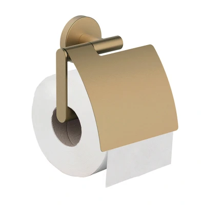 Afbeelding van Wiesbaden Alonzo toiletrolhouder met klep geborsteld messing