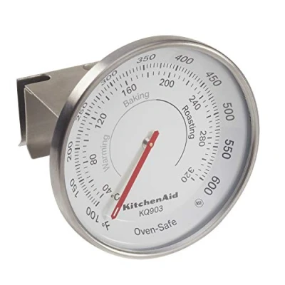 Afbeelding van KitchenAid Oventhermometer, verstelbaar, om op te hangen, voor gasovens, elektrisch en met circulatielucht, 40 C tot 320 C, Eén maat, zwart