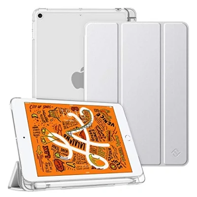 Afbeelding van FINTIE beschermhoes voor iPad Mini 5e generatie 7,9 inch 2019 dunne, lichte, semi transparante beschermhoes, met penhouder potlood, automatische slaap/wake functie, zilverkleurig