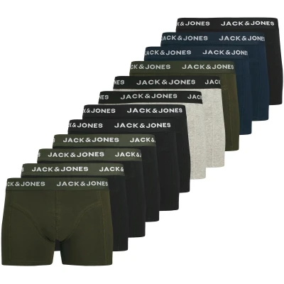 Afbeelding van Jack &amp; Jones Jacbenja Trunks 12 PACK Onderbroeken, Heren, Maat: Medium, Black/navy/forst night