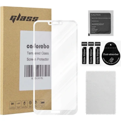 Afbeelding van Cadorabo Screenprotector geschikt voor Honor 8C Volledig scherm pantserfolie Beschermfolie in TRANSPARANT met WIT Gehard (Tempered) display beschermglas 9H hardheid 3D Touch