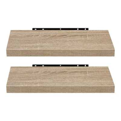 Afbeelding van EUGAD Set van 2 moderne houten wandplanken, 40 x 22,9 3,8 cm, geel eiken, 0114QJ
