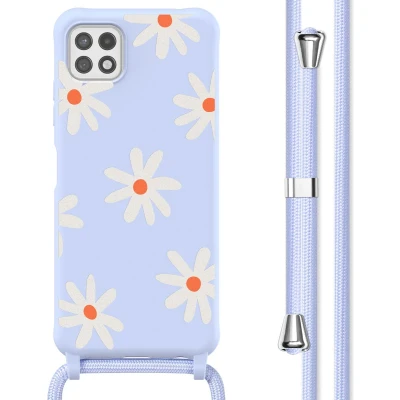 Afbeelding van imoshion hoesje Geschikt voor Samsung Galaxy A22 (5G) met koord Siliconen design Meerkleurig / Lila Flower Distance