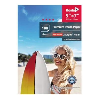 Afbeelding van KOALA 100 vellen glanzend fotopapier 250 g/m² met hoogwaardige glanzende harscoating voor Canon, HP, Epson inkjetprinters, 13 x 18 cm