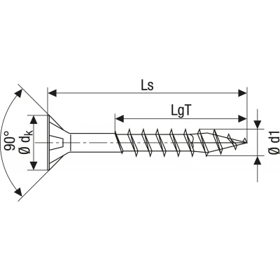 Afbeelding van Spax Spaanplaatschroef platverzonken kop verzinkt pozidriv deeldraad 4.0x60mm (per 500 stuks)