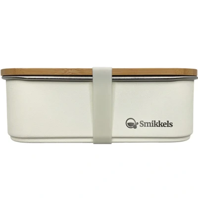 Afbeelding van Smikkels RVS Lunchbox kinderen Broodtrommel school 900ml Duurzaam Zacht wit