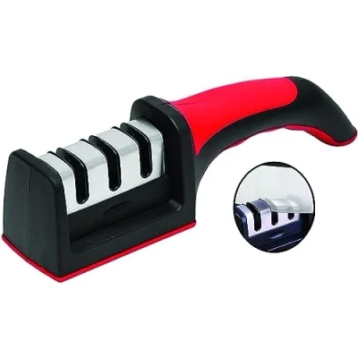 Afbeelding van Easy Sharp 3 fase slijper voor keukenmessen professioneel resultaat/ergonomisch ontwerp keramische steen/hardmetaal/diamant zwart/chroom