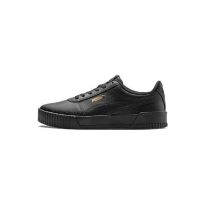 Afbeelding van Puma Carina Sneakers laag, Dames, Maat: 37.5, Black/team gold Leer en imitatieleer