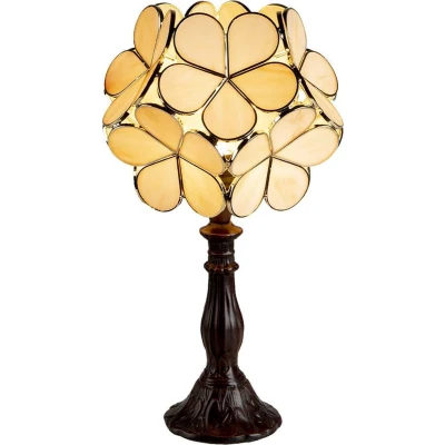 Afbeelding van LumiLamp Tiffany Tafellamp 21x21x38 cm Beige Polyresin Glas Bloem Bureaulamp