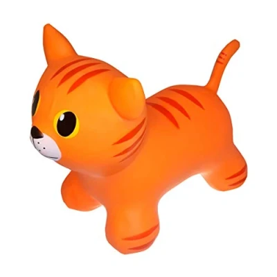 Afbeelding van GERARDO&#039;S Toys Springspeelgoed voor katten, oranje, springdieren vanaf 1 jaar en 2 jaar, opblaasbaar speelgoed kinderen 12 maanden, inclusief luchtpomp