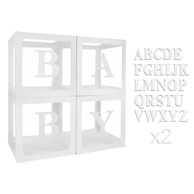 Afbeelding van Set van 4 transparante ballondozen met 52 letters voor verjaardags , babyshower en eindexamenfeestjes Decoratie jongens meisjes Doe het zelf naamarrangement (blauw)