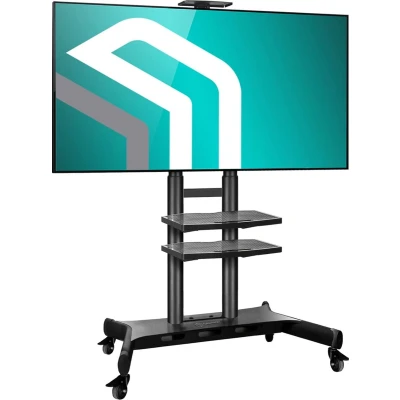 Afbeelding van ONKRON Universele tv standaard met wieltjes, standaard, in hoogte verstelbaar, voor 55 inch 80 oled, lcd display, plasma beeldschermen für 55&quot; 80&quot; Zoll zwart
