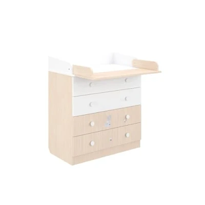 Afbeelding van Shefa Amis commode 800 kinderen, eiken pastelwit, hoogwaardige met 4 laden, 80,4 x 48 91,7 cm