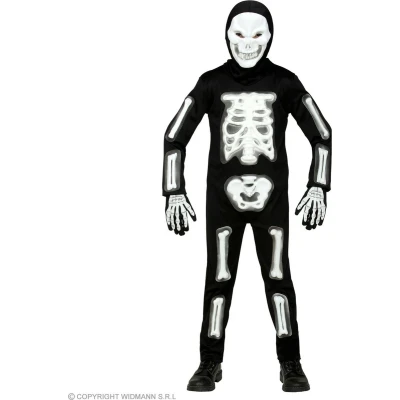 Afbeelding van Widmann Spook &amp; Skelet Kostuum Te Lang Gelegen Kind Zwart, Wit / Beige Maat 158 Halloween Verkleedkleding