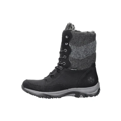 Afbeelding van Rieker Snowboots black grey anthracite anthracite, Dames, Maat: 38, Hoogwaardig imitatieleer