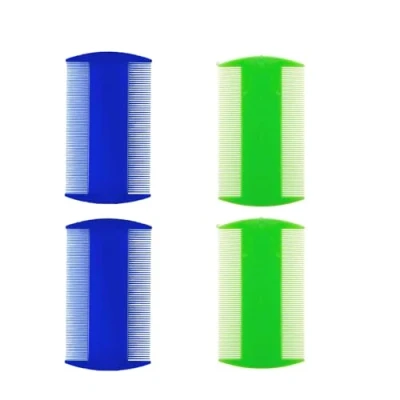 Afbeelding van 4 stuks dubbelzijdige plastic luizenkammen voor huisdieren, luizenkam met fijne tanden, het verwijderen van vlooien en luizen