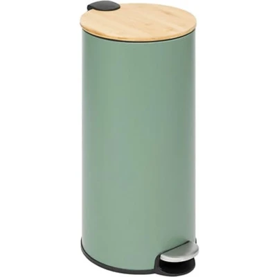 Afbeelding van 5Five prullenbak/pedaalemmer Bamboe groen metaal 30 liter 38 x 29 60 cm keuken