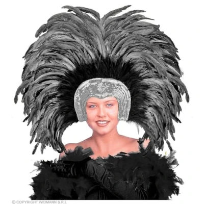 Afbeelding van Widmann Brazilie &amp; Samba Kostuum Hoofdbedekking Met Veren Curaçao Zomercarnaval Zilver Halloween Verkleedkleding