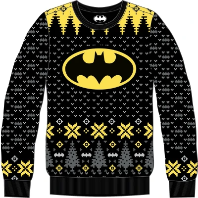 Afbeelding van DC Comics Batman Logo zwart en geel Kerstmis sweater M