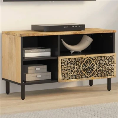 Afbeelding van Tv meubel 80x33x46 cm massief mangohout