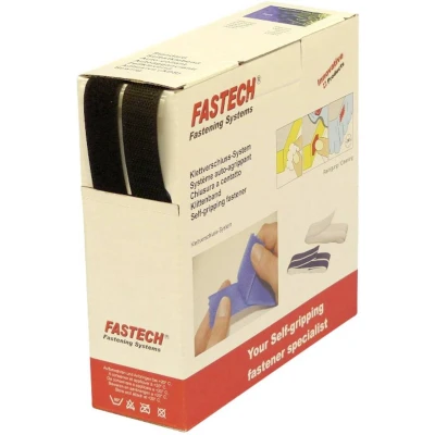 Afbeelding van FASTECH® B20 SKL999910 Klittenband Om vast te plakken Hotmelt Haak en lusdeel (l x b) 10000 mm 20 Zwart 10 m