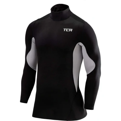 Afbeelding van TCA Jongens SuperThermal Compressie Basislaag Voetbal Hardloop Top Lange Mouw Thermisch Mock Neck Donkergrijs, 6 8 Jaar
