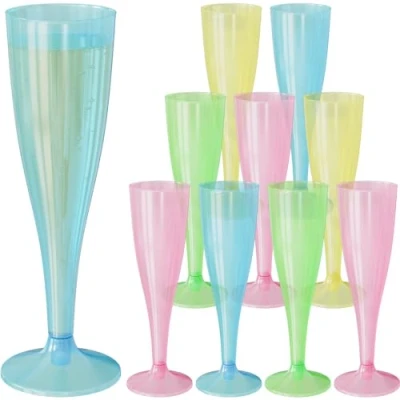 Afbeelding van WELLGRO Set van 60 champagneglazen, 150 ml, kunststof, meerkleurig, transparant, onbreekbaar, BPA vrij, herbruikbaar