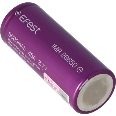 Afbeelding van Efest Purple IMR26650 5000mAh, 3.6V 3.7V Li Ion batterij onbeschermd 26.12x66.5mm