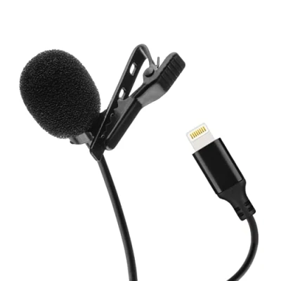 Afbeelding van MOJOGEAR Speldmicrofoon met Lightning aansluiting 3 meter kabel Voor iPhone 11 / 12 13 14 Zwart