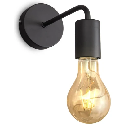 Afbeelding van B.K.Licht Zwarte wandlamp voor binnen industriele metalen netstroom met 1 lichtpunt wandspots muurlamp E27 fitting excl. lichtbron