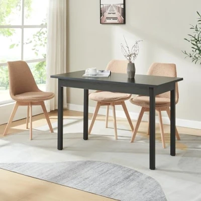 Afbeelding van Design eettafel Turku 120x60x75 cm MDF en staal zwart