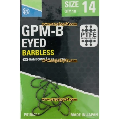 Afbeelding van Preston GPM B Eyed Barbless (10 pcs) Maat : 14