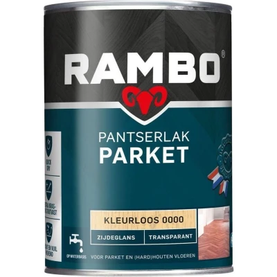 Afbeelding van Rambo Pantserlak Parket Transparant Acryl Snel Drogend Vocht &amp; Vuilwerend Zijdeglans 0.75L