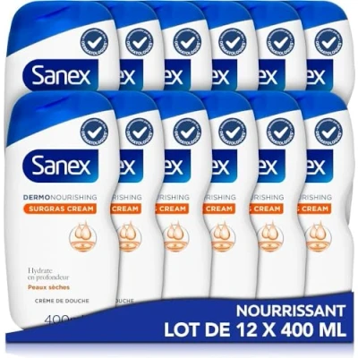 Afbeelding van SANEX Dermo voedende Surgras Douchegel met crèmeformule Voor het hele gezin* Ontwikkeld Dermatologen Hydrateert de droge en beschermende huid diep 12 x 400 ml