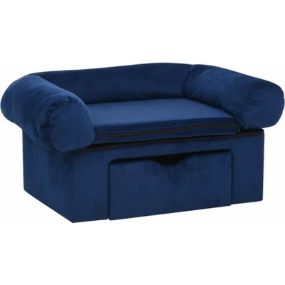 Afbeelding van vidaXL Hondenbank met lade 75x50x38 cm pluche blauw
