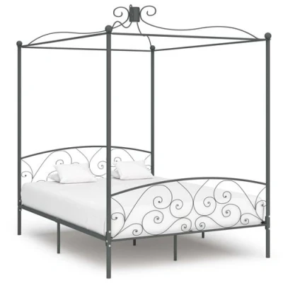 Afbeelding van Hemelbedframe metaal grijs 180x200 cm