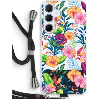 Afbeelding van Case Company® hoesje met Koord geschikt voor Samsung Galaxy A35 Tropisch 2 Telefoonhoesje Zwart Bescherming aan alle Kanten en Over de Schermrand