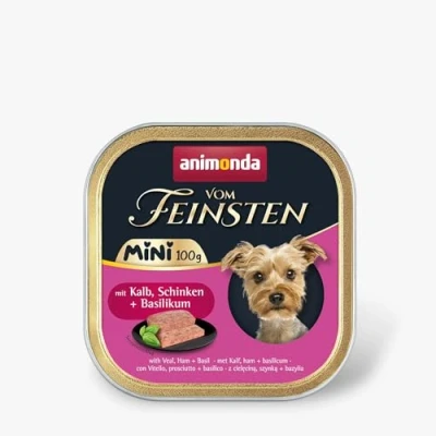 Afbeelding van 32x 100g animonda vom Feinsten Adult Mini Met Kalf, Ham + Basilicum Hondenvoer Natvoer