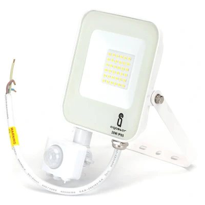Afbeelding van Buitenlamp wit met IR bewegingssensor LED 20W 1800Lm=200W schijnwerper daglichtwit 6500K waterdicht IP65