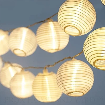 Afbeelding van lichtketting van ledlampjes op batterijen, 20 leds, 7 meter met timer, warm wit, voor buiten, 8 modi, lampions, ook binnen