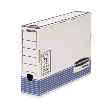 Afbeelding van Bankers Box 10 stuks Folio archiefdozen met FastFold systeem 80 mm FSC wit/blauw