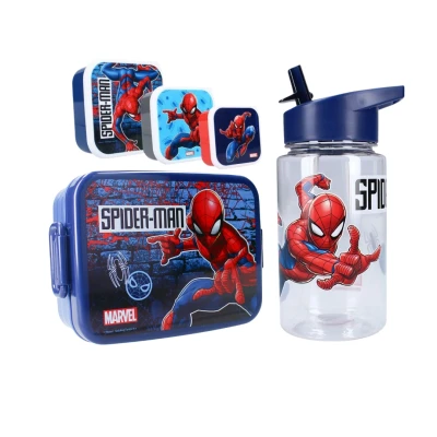 Afbeelding van Spiderman Lunchset; Fles, Lunchbox en 3 in 1 Snackbox 8721122781869